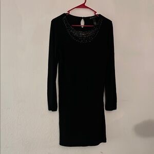 INC International Concepts Black Sheath Dress Long Sleeve Scoop Neck
